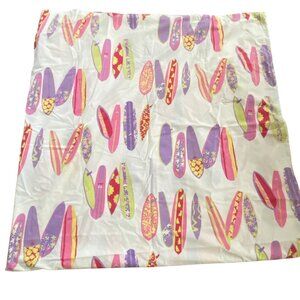 Garnet Hill Cotton Duvet Cover Pink Purple Surfboard Beach Cottage Portugal QN